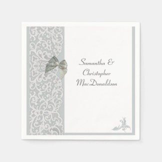 Guardanapo De Papel Casamento tradicional de cinza e renda branca
