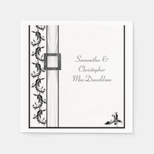 Guardanapo De Papel Casamento tradicional, preto e branco,