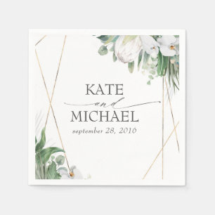 Guardanapo De Papel Casamento Tropical com Orquídeas Proteicas do Rei