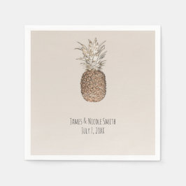 Guardanapo De Papel Casamento Tropical de Abacaxi Rústico Havaiano