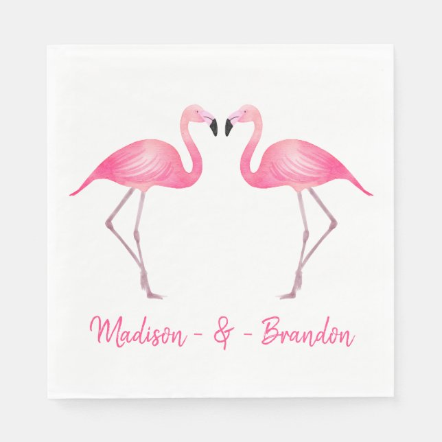 Guardanapo De Papel Casamento Tropical de Flamingo Rosa Chuveiro de No (Frente)