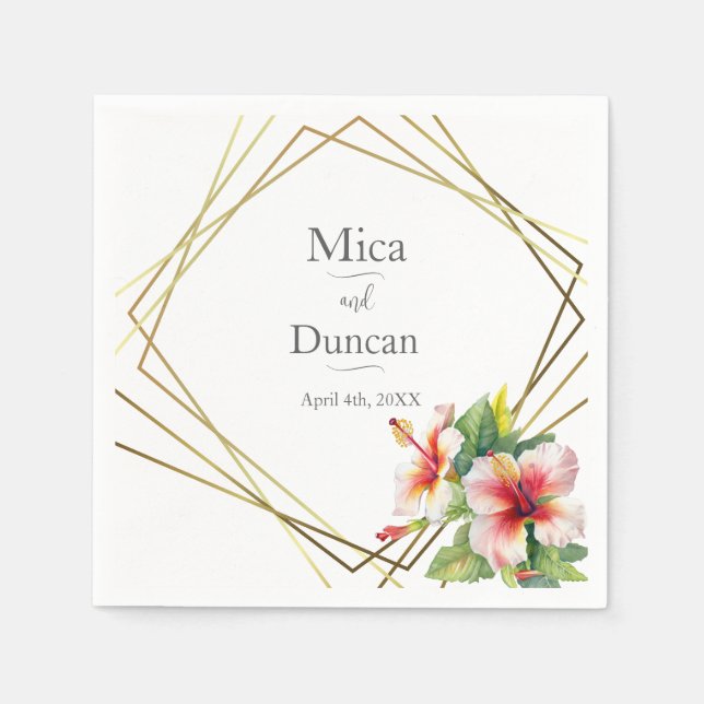 Guardanapo De Papel Casamento Tropical de Hibiscus (Frente)