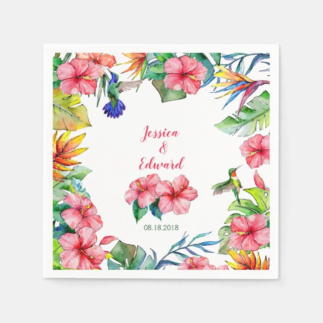 Guardanapo De Papel Casamento Tropical de Hibiscus Hawaiian (Frente)