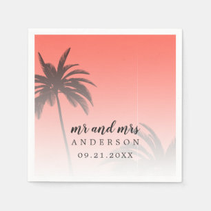 Guardanapo De Papel Casamento Tropical de Palmeiras Tropicais Monogram