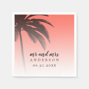 Guardanapo De Papel Casamento Tropical de Palmeiras Tropicais Monogram