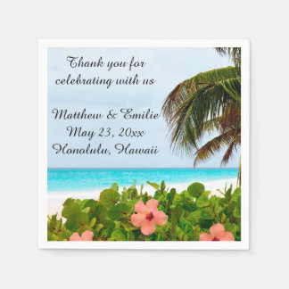 Guardanapo De Papel Casamento Tropical de Praia Personalizado Napkins