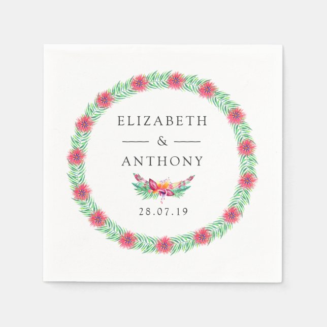 Guardanapo De Papel Casamento Tropical de Verão (Frente)