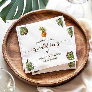 Guardanapo De Papel Casamento tropical do verão do abacaxi das folhas
