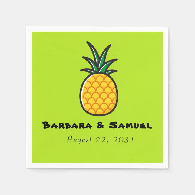 Guardanapo De Papel Casamento Tropical Personalizado de Abacaxi Napkin (Frente)