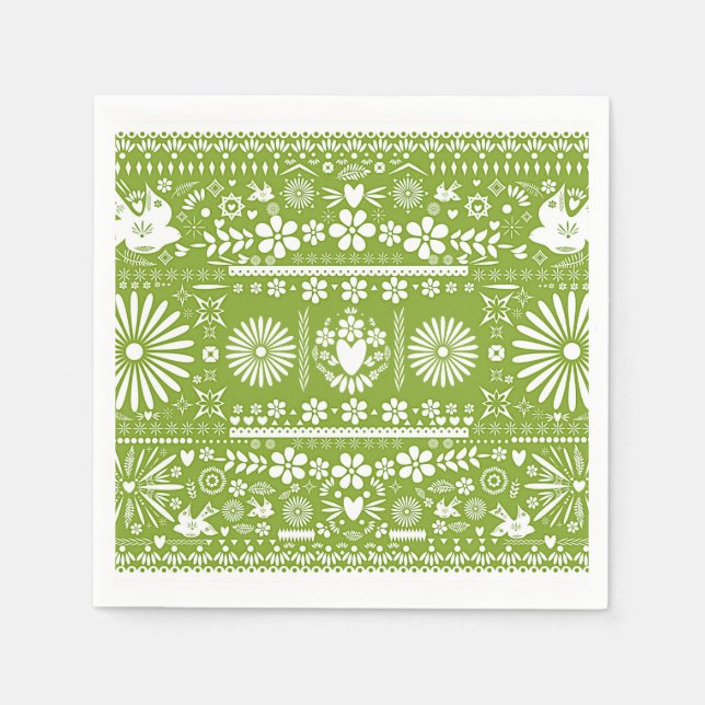 Guardanapo De Papel Casamento Verde Abacate Limão Picado Mexicano (Frente)