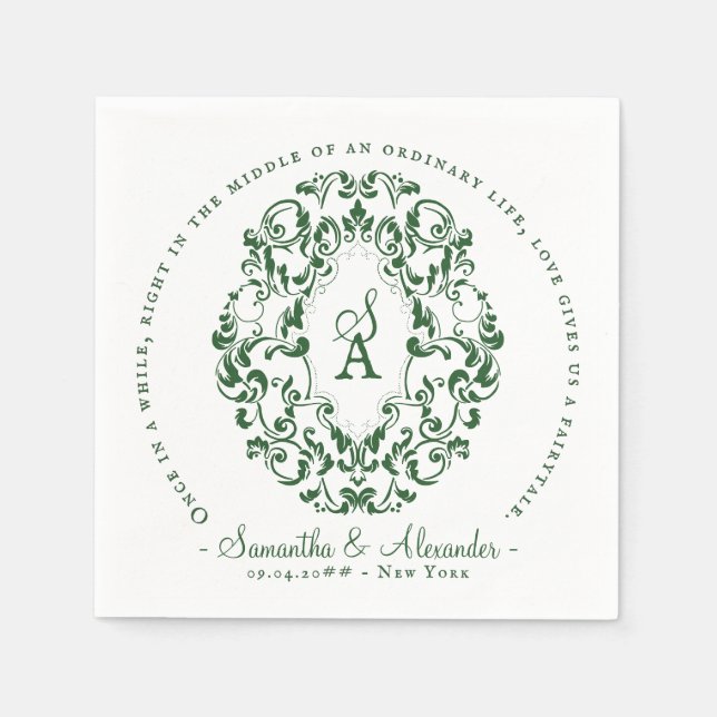 Guardanapo De Papel Casamento Verde com Impressão Emerald (Frente)