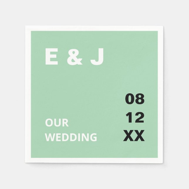 Guardanapo De Papel Casamento Verde da Modern Mint Napkins (Frente)