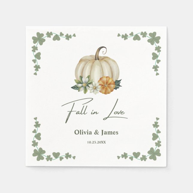 Guardanapo De Papel Casamento verde de Pumpkin Greenery Sage (Frente)