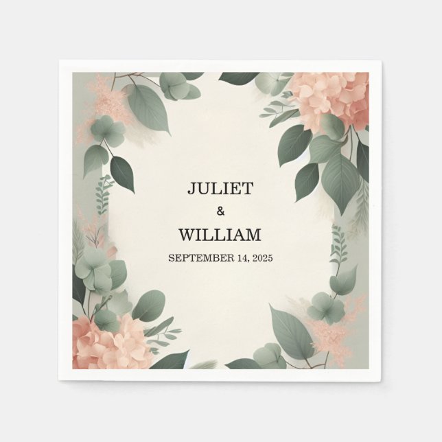 Guardanapo De Papel Casamento Verde do Pastel Peach Mint Moss Sage (Frente)
