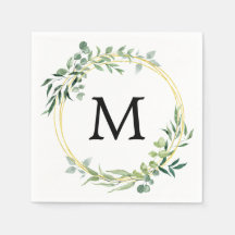 Casamento Verde Dourado Monograma de Verdura de Eu
