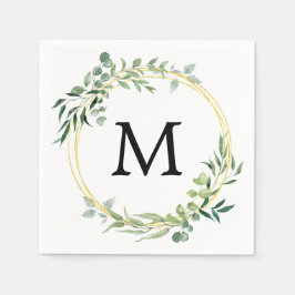 Guardanapo De Papel Casamento Verde Dourado Monograma de Verdura de Eu