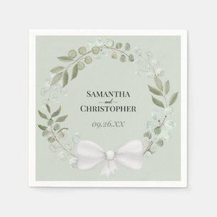Guardanapo De Papel Casamento Verde Elegante Rustic Eucalyptus Wreath
