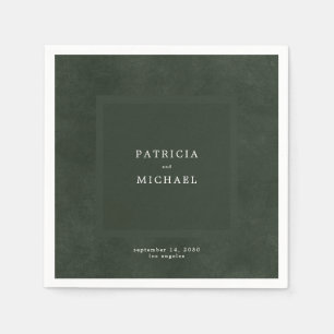 Guardanapo De Papel Casamento verde-escuro simples elegante moderno