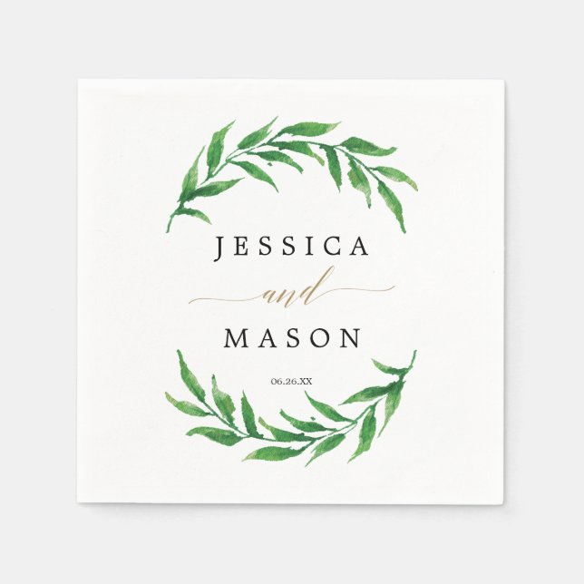 Guardanapo De Papel Casamento Verde Napkin Cocktail Napkin (Frente)