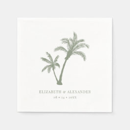 Guardanapo De Papel Casamento Verde Palm Tree Tropical Beach Sage