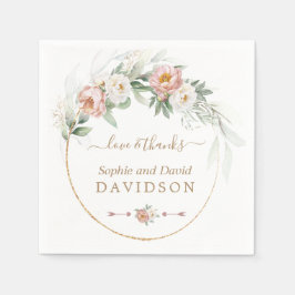 Guardanapo De Papel Casamento Verde Rosa Floral Dourado