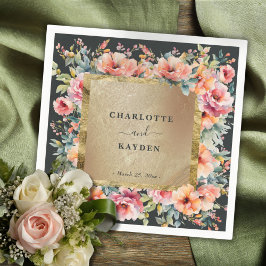 Guardanapo De Papel Casamento Verde Rustic Floral Frame Sage