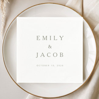 Guardanapo De Papel Casamento Verde Sage Minimalista Elegante