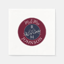 Guardanapo De Papel Casamento Vermelho Burgundy e Azul-Navy