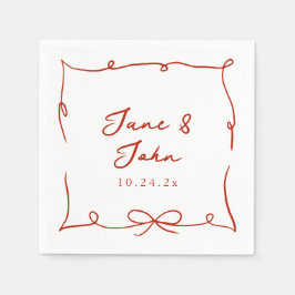 Guardanapo De Papel Casamento Vermelho Coquetel Nápoles com Detalhes d