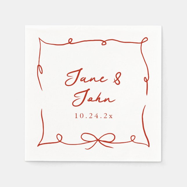 Guardanapo De Papel Casamento Vermelho Coquetel Nápoles com Detalhes d (Frente)