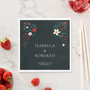 Guardanapo De Papel Casamento Vermelho de Natal Elegante Rústico Mexic