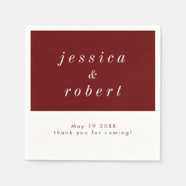 Guardanapo De Papel Casamento Vermelho e Branco Minimalista Simples