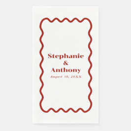 Guardanapo De Papel Casamento Vermelho Escuro de Borda Escura na Parte