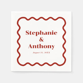 Guardanapo De Papel Casamento Vermelho Escuro de Borda Escura na Parte