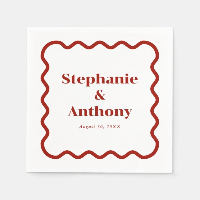 Guardanapo De Papel Casamento Vermelho Escuro de Borda Escura na Parte (Frente)