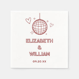 Guardanapo De Papel Casamento Vermelho Retro Disco Groovy 70