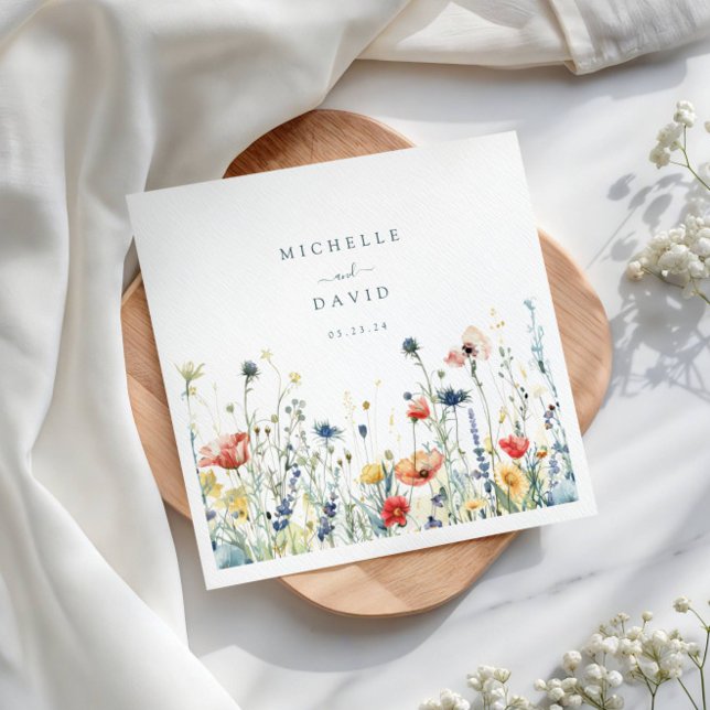 Guardanapo De Papel Casamento Vibrante de Flores Selvagens (Criador carregado)