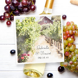 Guardanapo De Papel Casamento Vineyard e Red Barn Watercolor