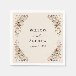 Guardanapo De Papel Casamento Vintage Boho com Flores Silvestres