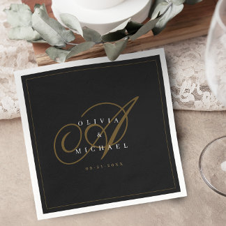Guardanapo De Papel Casamento vintage de caligrafia clássica elegante 
