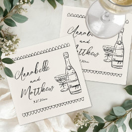 Guardanapo De Papel Casamento Vintage Desenhado à Mão