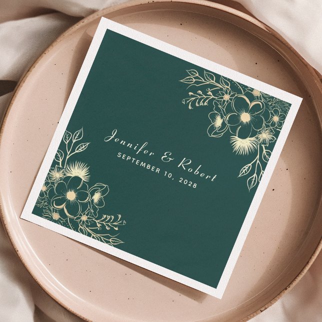 Guardanapo De Papel Casamento Vintage Esmeralda Verde (Criador carregado)