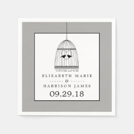 Guardanapo De Papel Casamento Vintage Heart Birdcage True Love