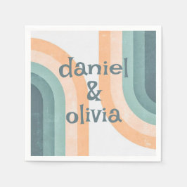 Guardanapo De Papel Casamento Vintage Rainbow na década de 70