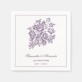 Guardanapo De Papel Casamento Vitoriano do Buquê Rosa Roxo Chinoiserie