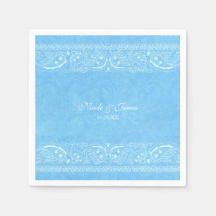 Guardanapo De Papel Casamento Western Country Paisley Rústico Azul