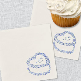 Guardanapo De Papel Casamento Whimsical Azul De Bolo De Vintagem Desen