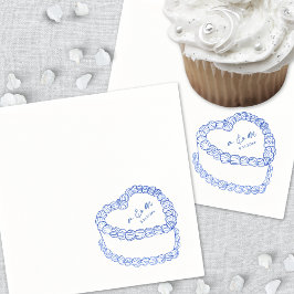 Guardanapo De Papel Casamento Whimsical Azul De Bolo De Vintagem Desen