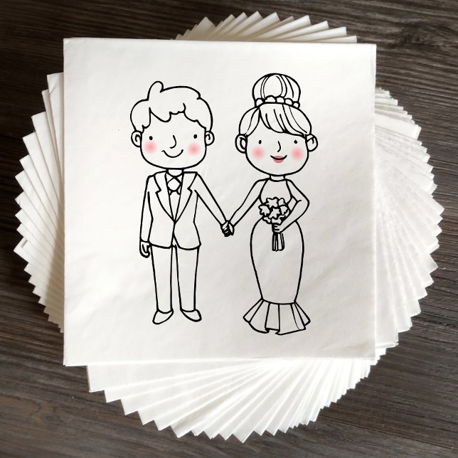 Guardanapo De Papel Casamento Whimsical de Noiva de Cartoon Bonita (Criador carregado)