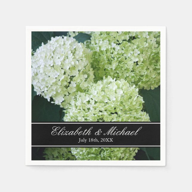 Guardanapo De Papel Casamento White Annabelle Hydrangeas Personalizado (Frente)